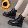 2025 new Internet celebrity autumn leather Martin boots women's platform ins British style short boots spring and autumn thin boots