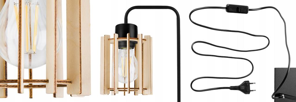 NIGHT TABLE LAMP, WOODEN LAMPSHADE, LED