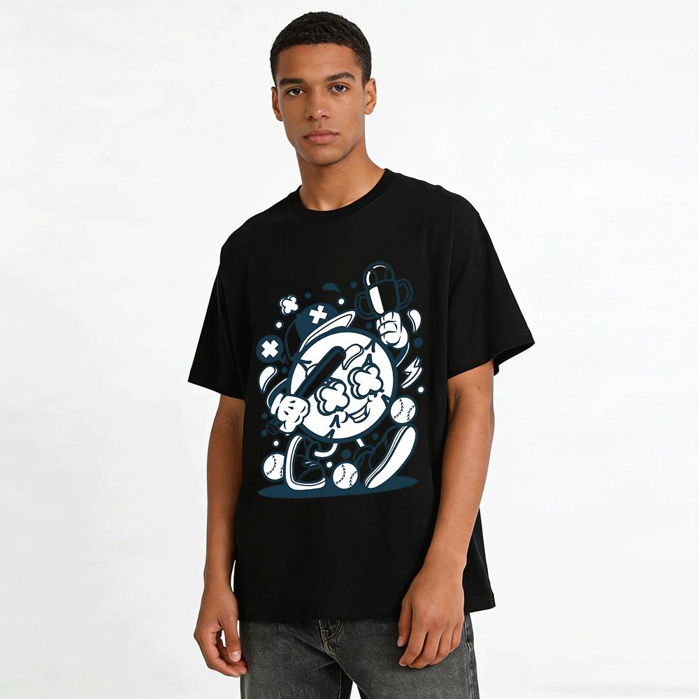 Funny Baseball Champion Cartoon Print Casual T-Shirt Pure cotton T-shirt
