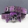 Y2K Rhinestone Skull & Snake Punk Belt - Unisex Leather with Rivet Decoration