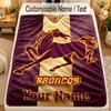 Flannel BlanketBrisbane Broncos Custom Name Text Personalized Soft Warm Throw Blanket Home Decor Gift