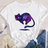 Fashion Cartoon Cat Plant Casual New Lovely Tees Women Short Sleeve Lady Female Graphic Tops Clothes Print Tshirt TShirt