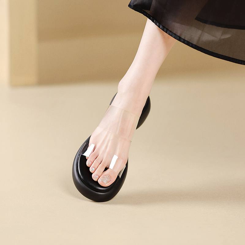 Krazing Pot Mules Natural Leather PVC Peep Toe Thick Heels Summer Shoes Size 42 Platform Women Sandals