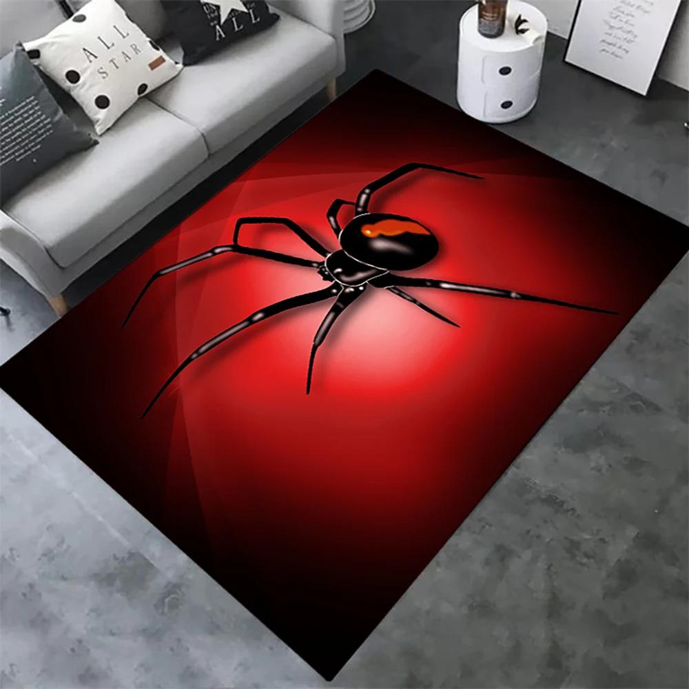 Halloween Spider Carpet 3D Printed Fear Horror Mat Trick or Treat Rug Living Room Bedroom Area Rugs Halloween Gift Home Decor