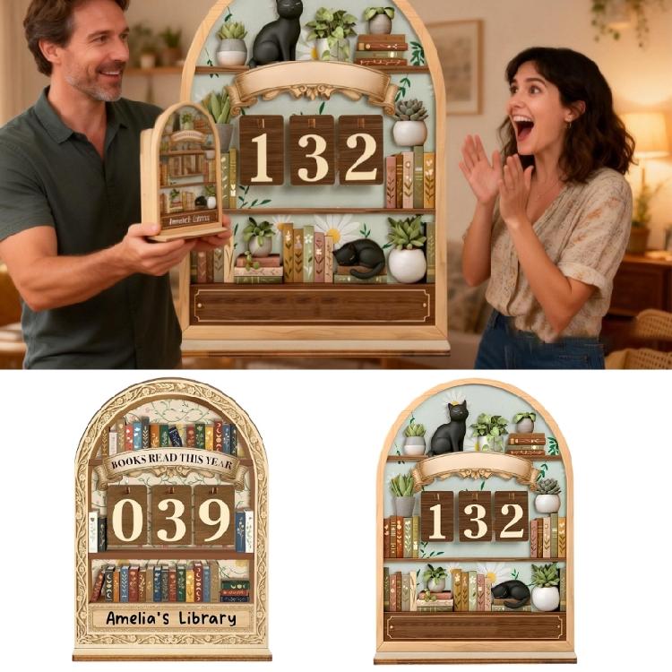 Educational Wooden Role Play Tool Books Read This Year Counter Bookshelf Decors Wall Art Home Library Essential