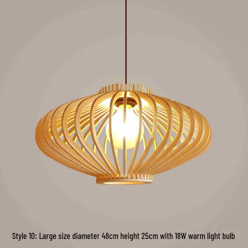 Zen Japanese Wood Pendant Light for Tea Rooms, Restaurants, Bedrooms, and Living Rooms