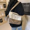 Small Fresh Canvas Color Blocking New Postman Large Capacity Campus Student Make Up Class Crossbody Trendy Personalized Class Backpack