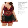 2 Pcs/Set Women Nightdress Panties Set Low-cut V Neck See-through Mesh Flower Embroidery