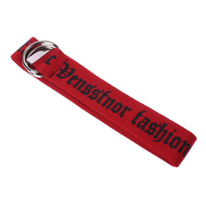 130cm Unisex Nylon Canvas Belts Printing Thai D Ring Double Buckle
