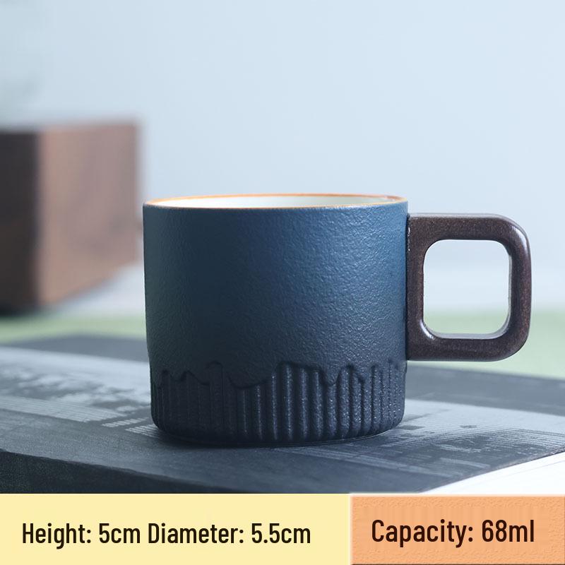 

Exquisite Ceramic Tea & Coffee Cup with Wooden Handle - Gradient Glaze, Gift Box Set 51-100ML