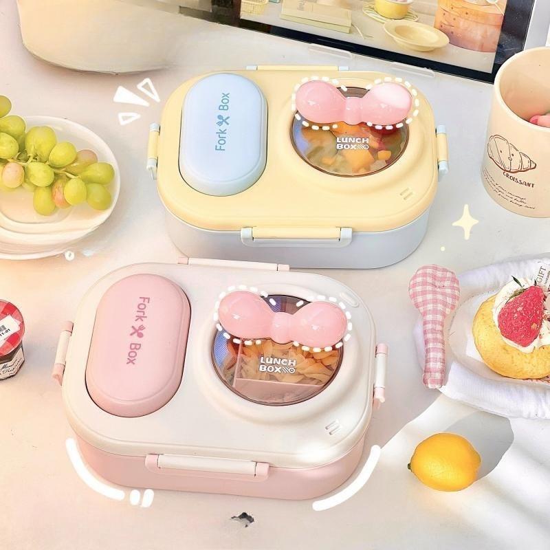 Heart Print Bento Box for Women & Teens - Portable Macaron Style Lunch Container, Ideal for Work, Picnic, Dating, Simple Packing