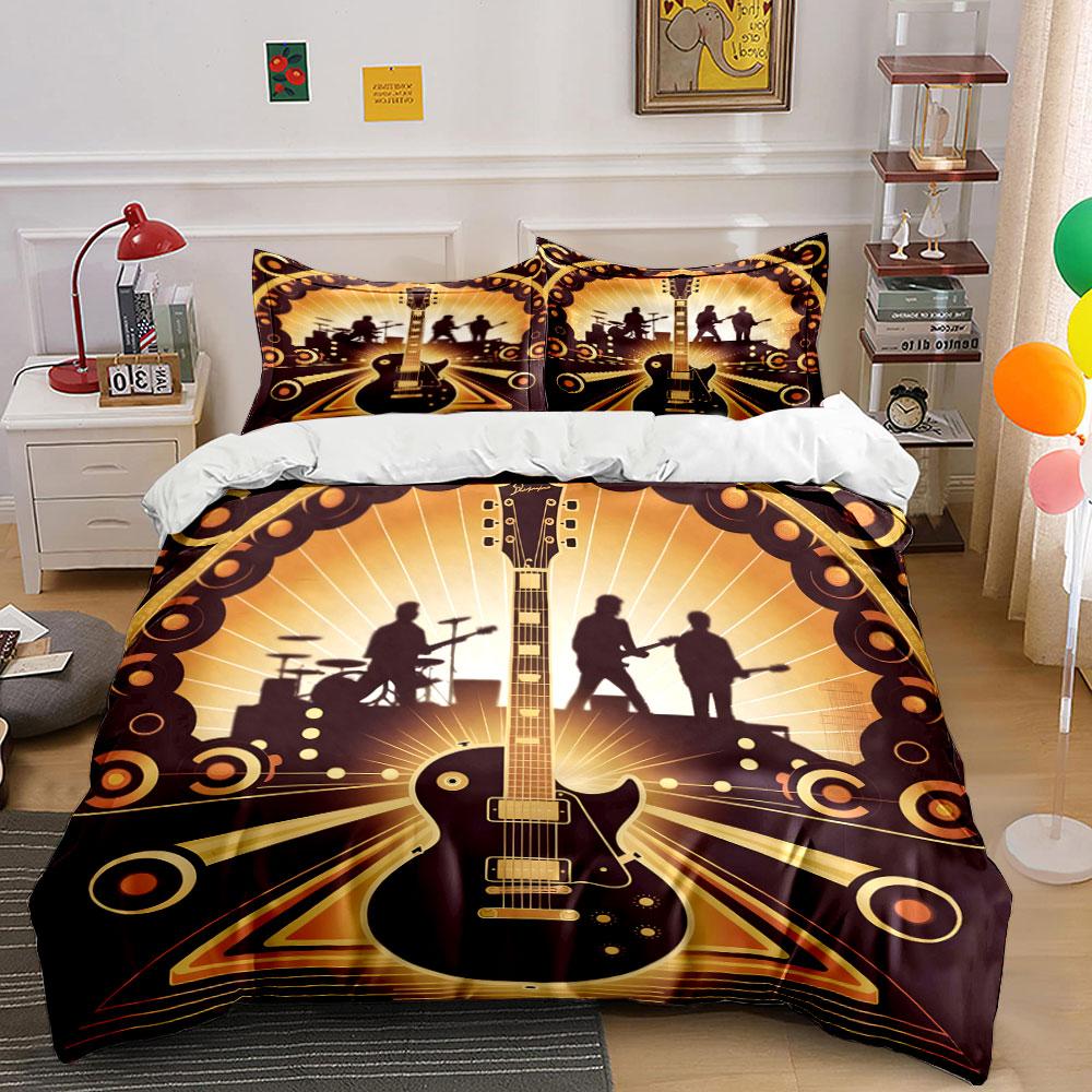 

Guitar, musicians, circular patterns. Bedding sets Duvet cover sets Duvet covers Pillowcases(1 * Duvet Cover 2 * Pillowcases, without duvet insert) 135x200cm