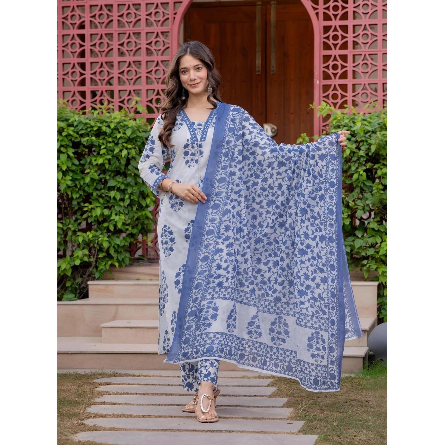 Desigenr Indian Pakisatni Pure Cotton Kurta Set Women Office Wear Kurti Pant Set