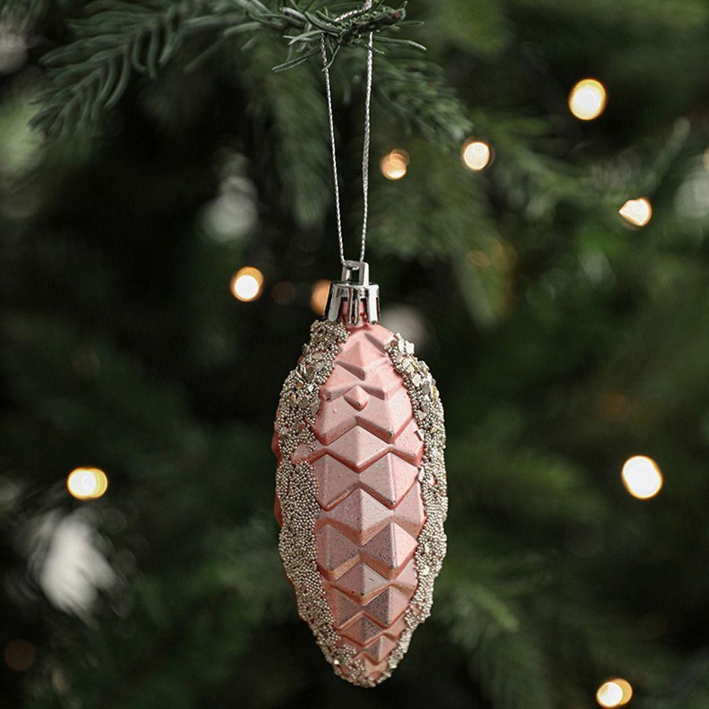 Pink Xmas Tree Hanging Ornaments Pinecone Merry Christmas Decor Party Favors