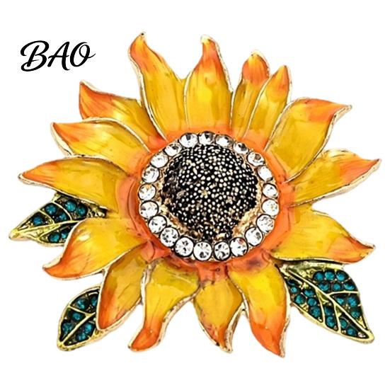 Coats Decorative Brooch Rhinestone Sunflower Brooch, Floral Lapel Pin for Men Metal Flower Women, Jewelry Accessory Dresses Scarves Jackets