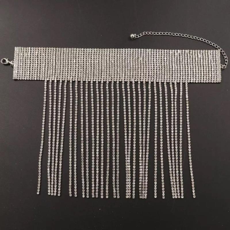

New fringed rhinestone anklet, fashionable and shiny full of diamond tassels, foot accessories, high heels, accessories, sexy срібний