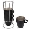 4PCS Camping Double Layer Cups Stainless Steel Food Grade Plastic Spraying Stackable Coffee Cup for Picnic Black