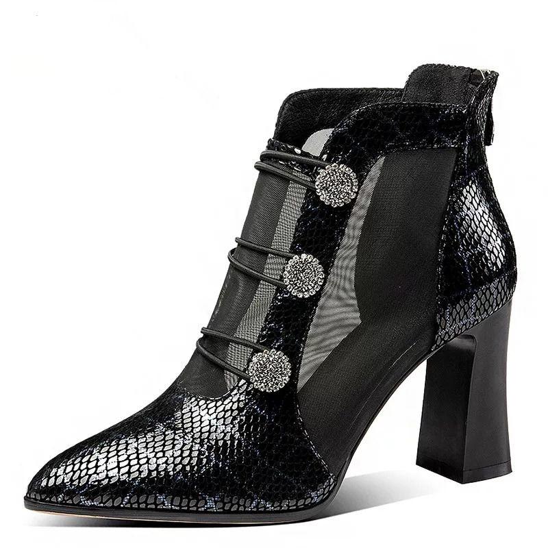 Fashion FHC Spring Sexy Mesh Sandals Boots Women Pointed Toes High Heeled Summer Shoes Woman Hollow Out Naked Botas,Grey,Blue ,Dropship