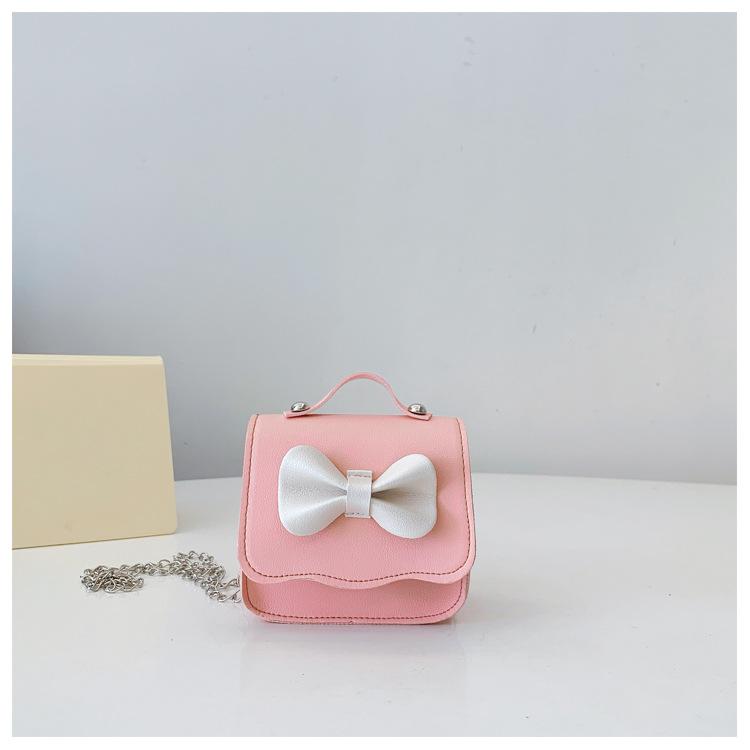 Bow Tie Shoulder Crossbody Bag Girls Trendy Mini Square Bag For School And Play
