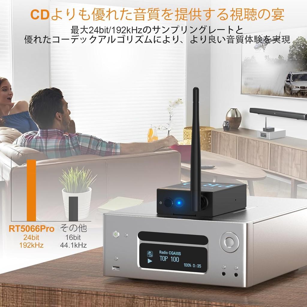 1Mii Bluetooth for TVs and RT5066Pro with and AUX No Wireless 100m Streams Audio from and MP4s To or Wired and Mini Stereo Systems