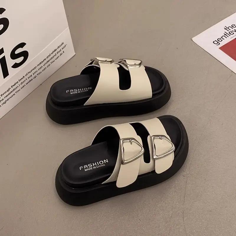 Fashion Thick Shoes Outside Women's Slippers and Ladies Sandals Easy Wears Shoe On Sale Chic Elegant New Fashion Slip-resistant Slides
