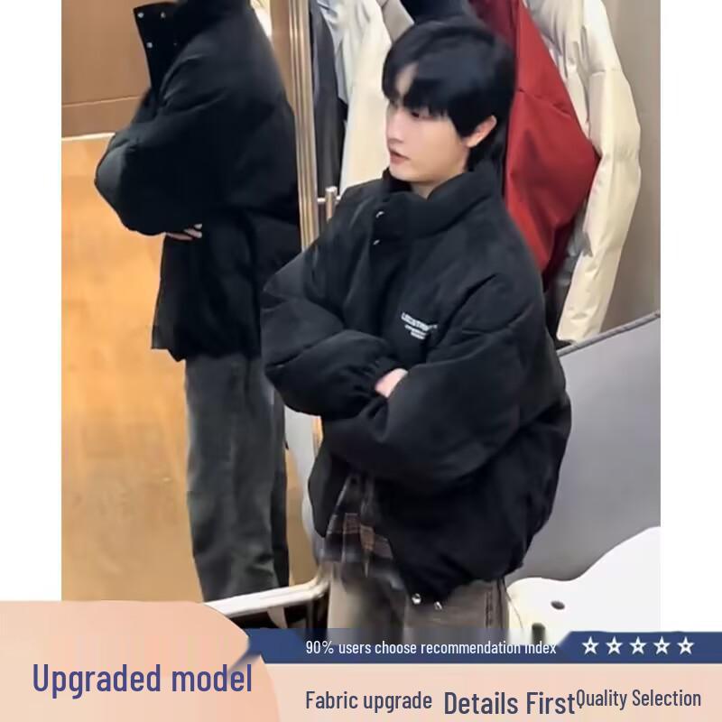 

American Style PU Leather Thickened Winter Men s Trendy Cotton Jacket - Cool, Handsome, and Loose Fit. XXL чорний