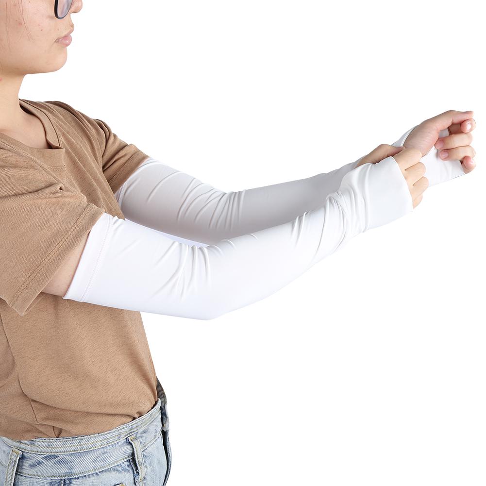 1 Pair Unisex Arm Warmers AntiUV Arm Covers Outdoor Drive Sport Half Finger Sleeves(White S)