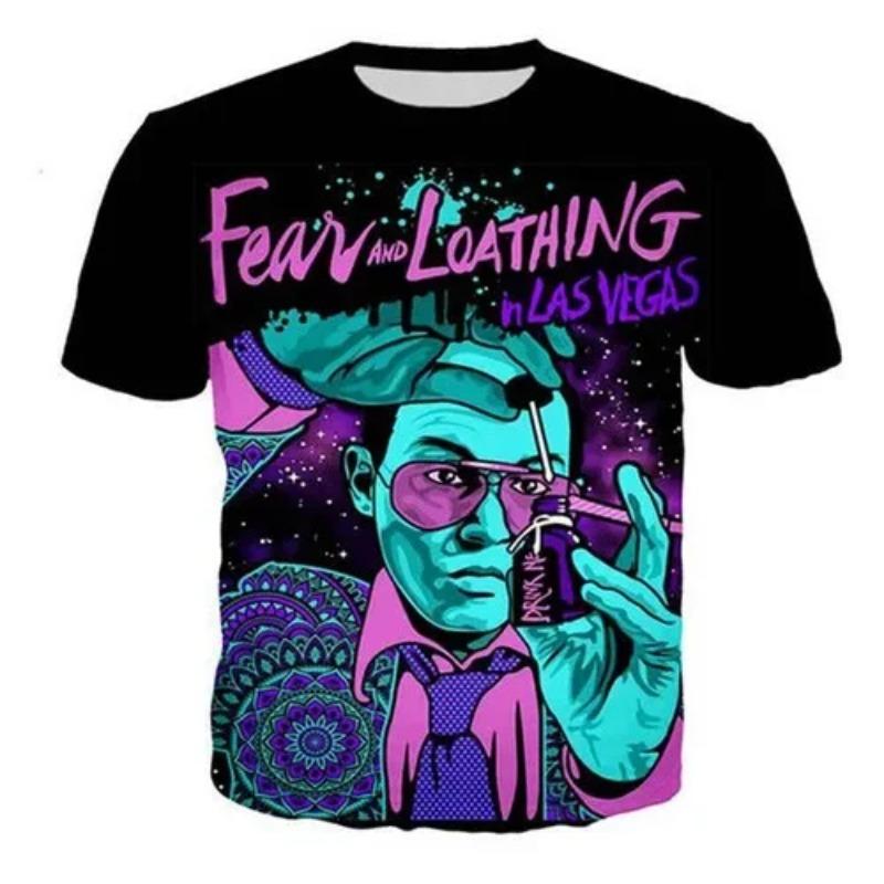 Fear And Loathing In Las Vegas Women Men T-Shirt Short Sleeve Tee Tops Round-neck Short-sleeved Breathable 3D Printed T-shirt