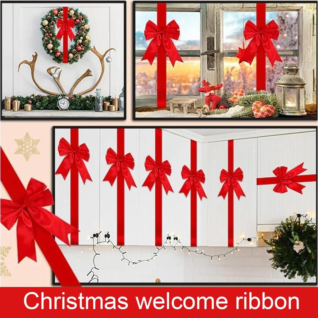 Christmas Cabinet Ribbons Bows Reusable Red Ribbons Festival Bows Green/Red Gift Wrapping Bow for Entryways Walls