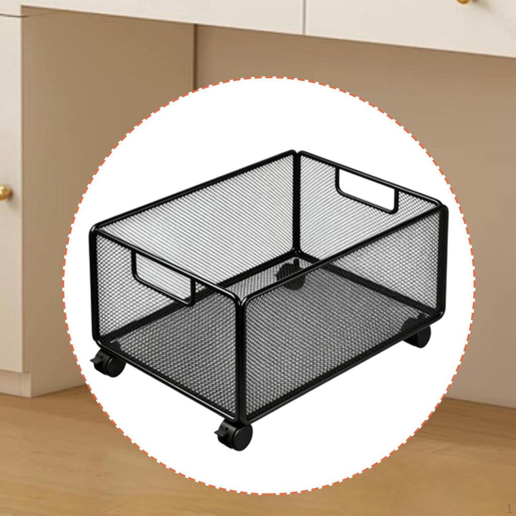 Mesh Rolling File Cart Portable Storage Basket Shelf for Crafts, Folders