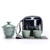 Celadon Ge Kiln Opening Film Can Raise Outdoor Portable Travel Tea Set, One Pot and Two Teacups, Gifts