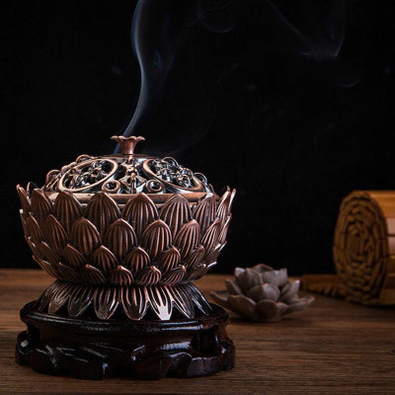 Arzător de tămâie Lotus din aliaj, Suport bronz pentru bețișoare de tămâie, Artizanat metalic, Cădelniță lucrată manual, Decor pentru birou, casă