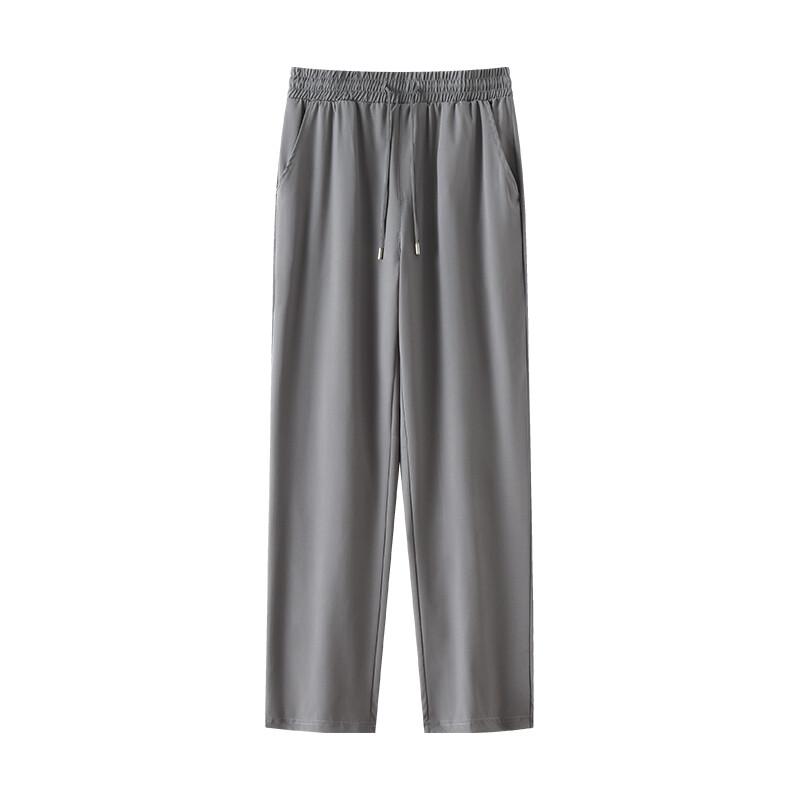 

Летние новые деловые брюки Ice Silk, прямые, с эластичной талией, черные, серые, дышащие, простые, быстросохнущие, повседневные брюки для костюма XXL серый