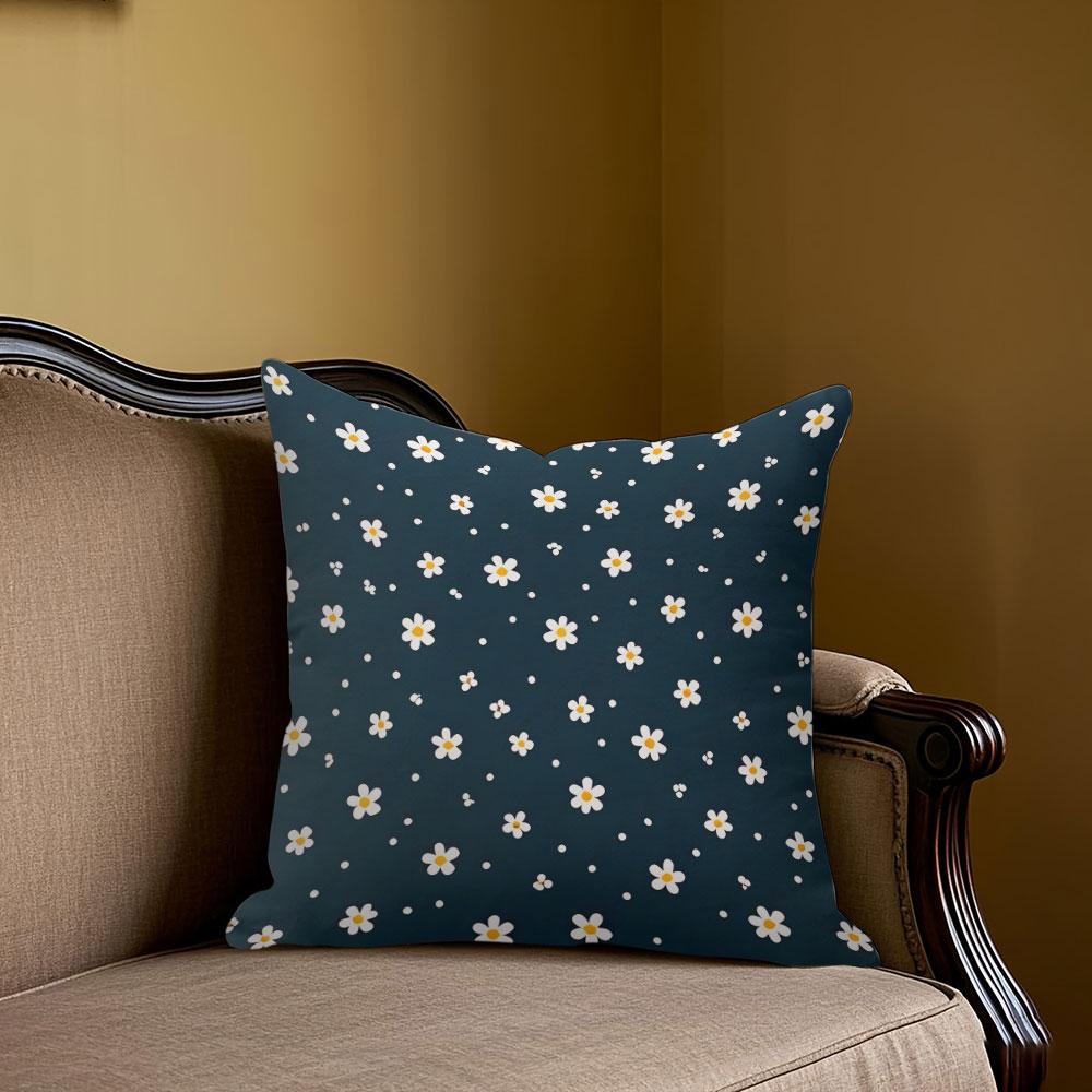 Daisy Dot Square Jacquard Pillow Cover for Sofa Office Waist Cushion Cover Home Decorative Pillowcase