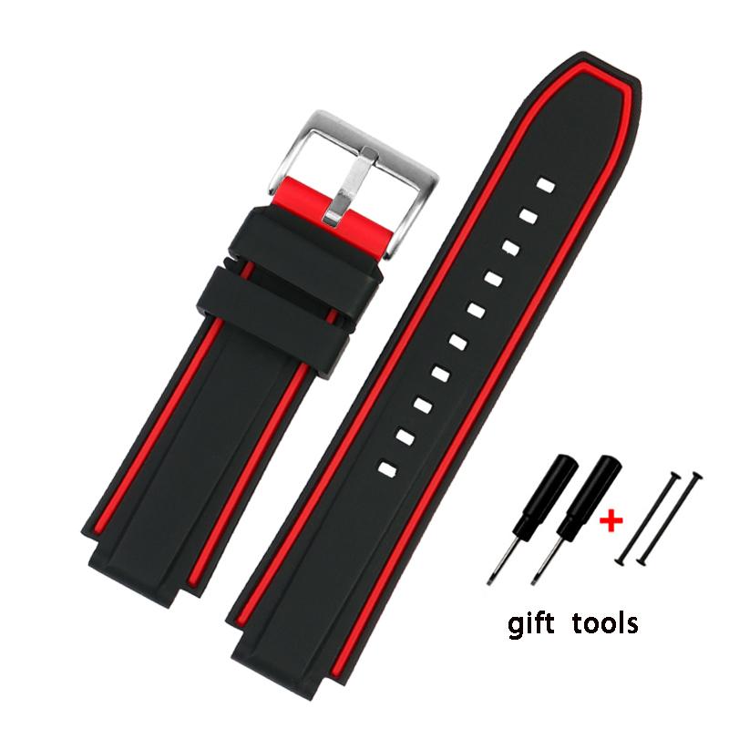 Convexe siliconen horlogeband voor Timex Tide Compass T2N720 T2N721 Siliconen heren horlogeband Horlogeketting Accessoires 24*16mm Band