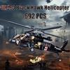 UH-60 Helicopter Black Hawk Model, Military Army Airplane Building Set, Helicopter Toy Kits Including 4 Soldier Minifigures, Gifts for 6-12 Year Old