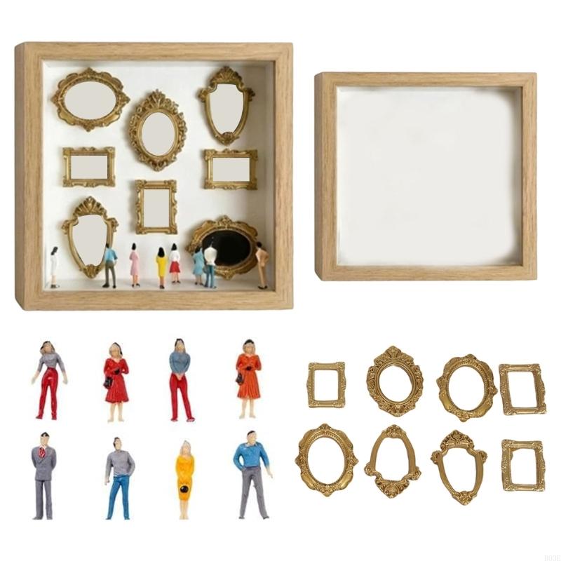 DIY Mini Museums Silhouettes Box,Shadows Box Frame Display Case,Personalize Photo Shadows Box Display with Figurine B03E