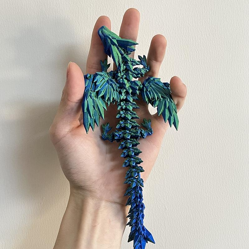 3D Printed Crystal Flying Dragon Movable Wing Toy Landscape Decoration