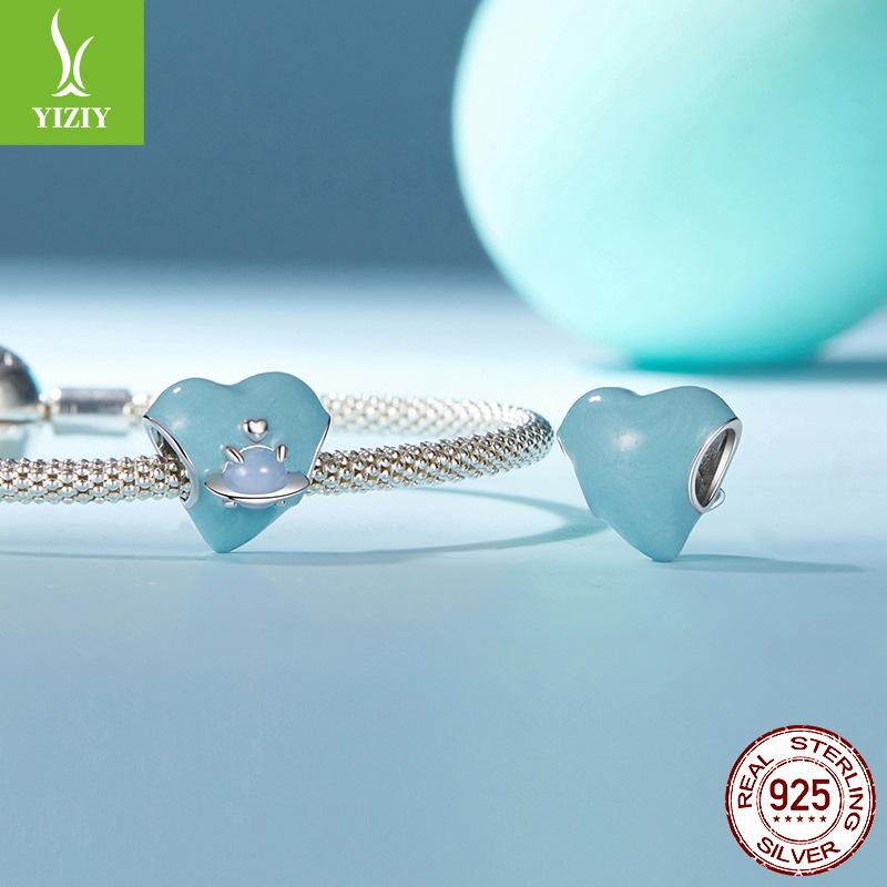 Diy Bracelet Accessories Light Luxury Love Planet Beaded Charm S925 Sterling Silver Beads