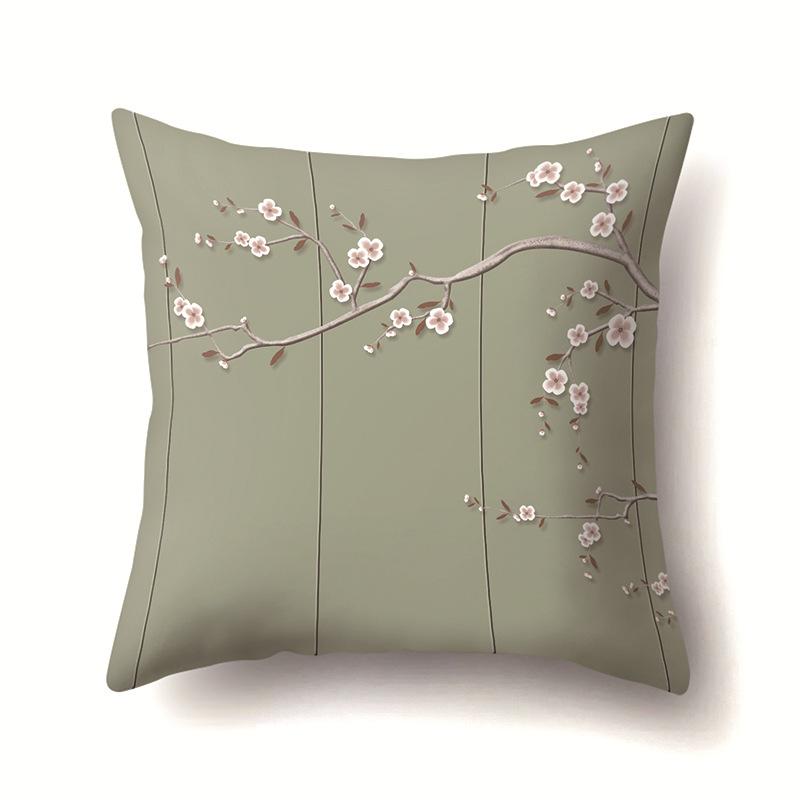 Leaves, Geometric Branches, Sofa Pillowcase, Single-sided Office Cushion Cover, Living Room Pillowcase, Biker Waist Pillowcase