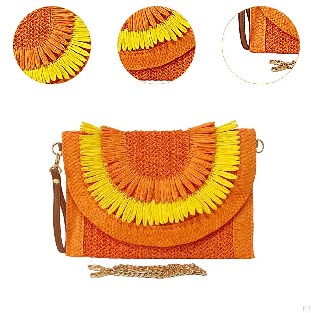 Bohemian Handmade Woven Envelope Bag 29x20cm Clutch Purse for Daily Outings