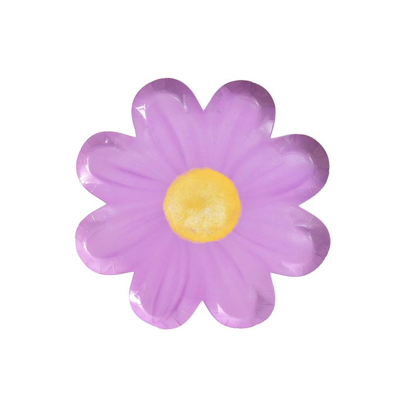 

Одноразовая бумажная тарелка «Ромашка» Цветочная тарелка для еды Пикник Тортовые тарелки Украшение для тематической вечеринки на день рождения фиолетовый