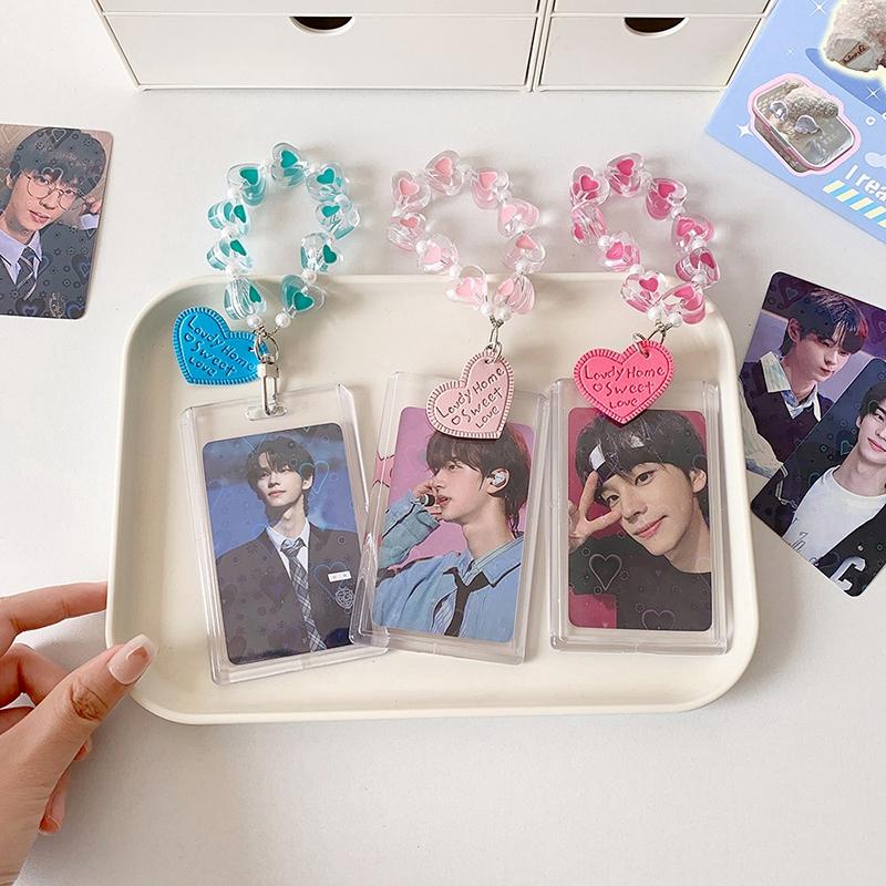 Acryl Fotorahmen Transparenter Fotokartenhalter Kpop Ordner Fotokarten Karten-Display-Ständer Kartenverpackungsmaterialien mit Anhänger