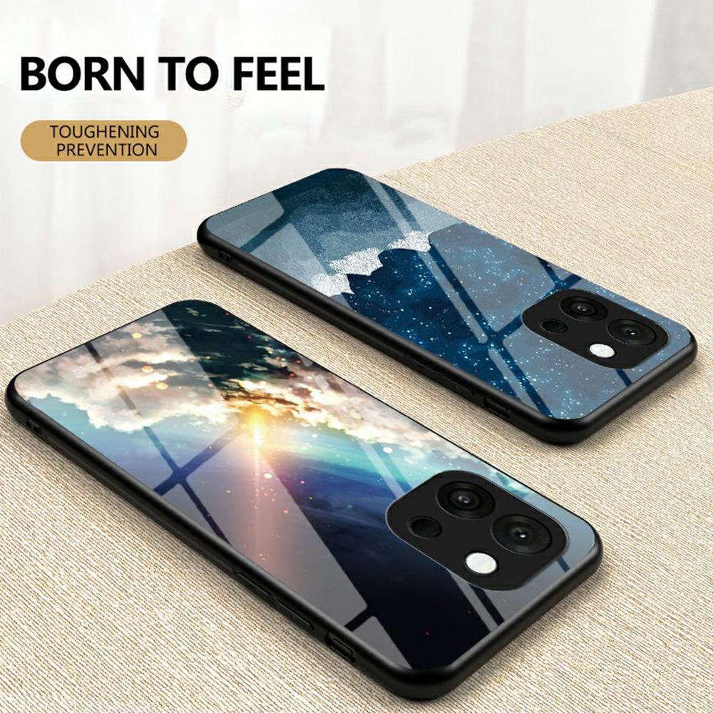 For OnePlus 13T 5G Case Starry Sky Pattern Tempered Glass Phone Cover