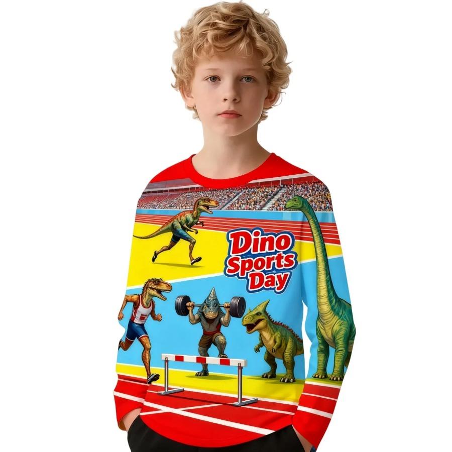Children's Clothing Boys Long Sleeve Tshirt Child T-Shirt Stylish 3D Cartoon Dinosaurs Print Tops Tee Boys Kids Summer Clothes