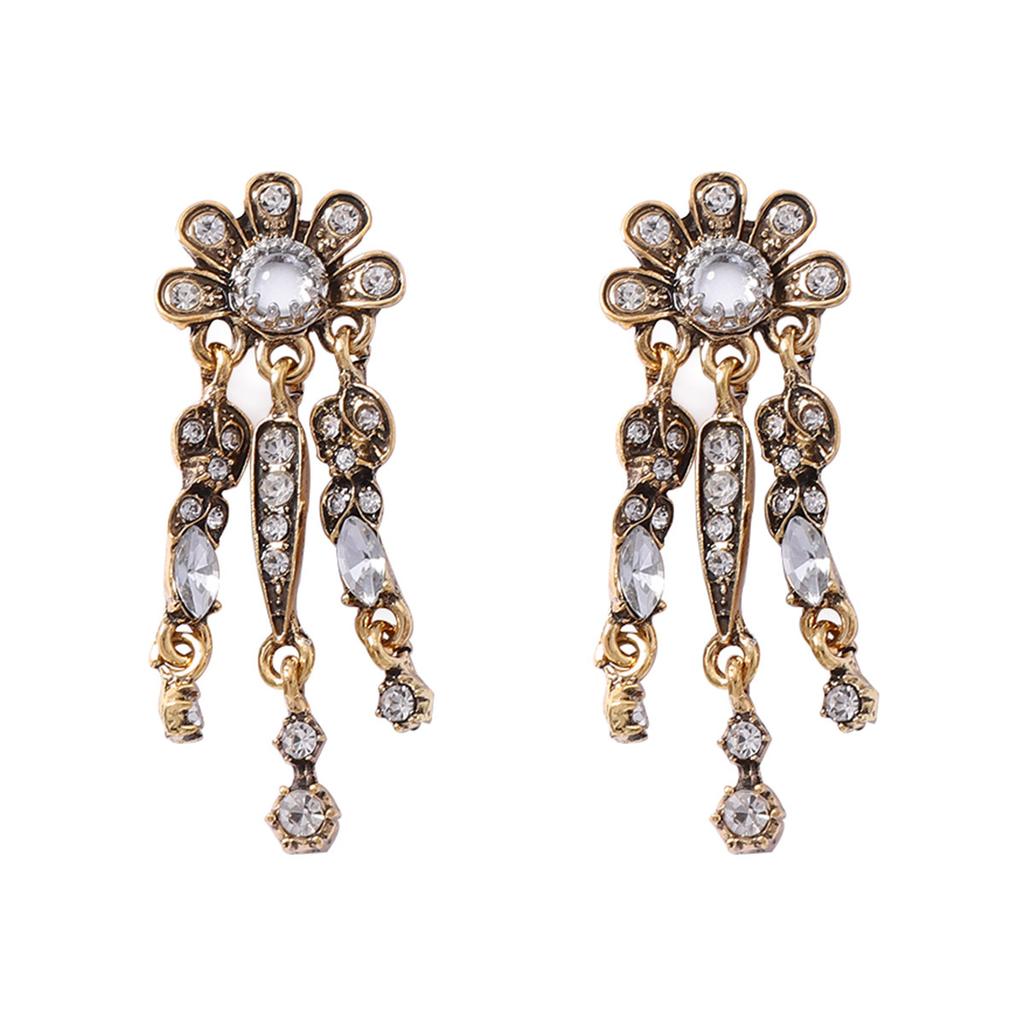 Light Luxury, Extravagant, Trendy Bohemian Style, Full of Diamonds, Fringed Flower Earrings, Dinner Party Atmosphere, Women's Earrings