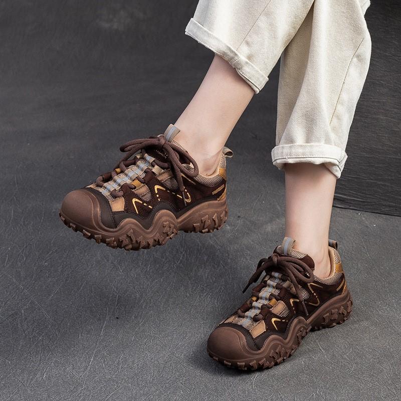 Johnature Casual Outdoor Sports Lace Up Clunky Sneaker Mixed Colors Comfortable And Versatile Women's Shoes