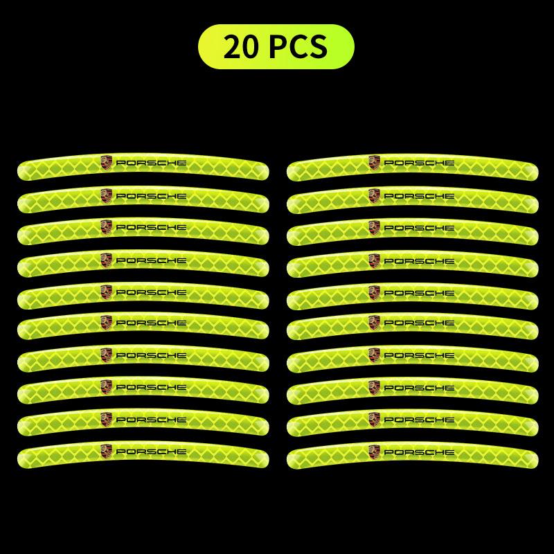 Car Wheel Hub Reflective Stickers Tire Rim Luminous Styling Accessories For Porsche 911 918Spyder 928 944 968 Boxster Cayenne Macan Panamera