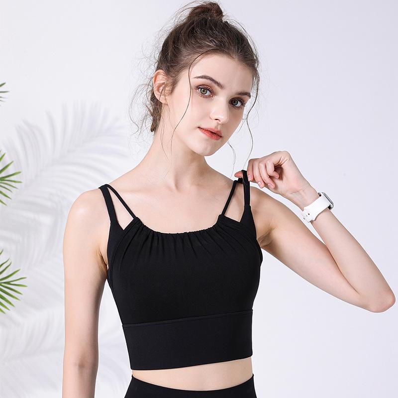 Women's Mesh Sports Bra Yoga Top - One Cup Gathered Running Vest, Fitness Apparel