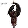 Gothic Plant Pot for Porch Halloween Hanging Planter Indoor Outdoor Use, Bat Cat Witch Raven Decorative Home Accessory Holder, Spooky Wall Mounted